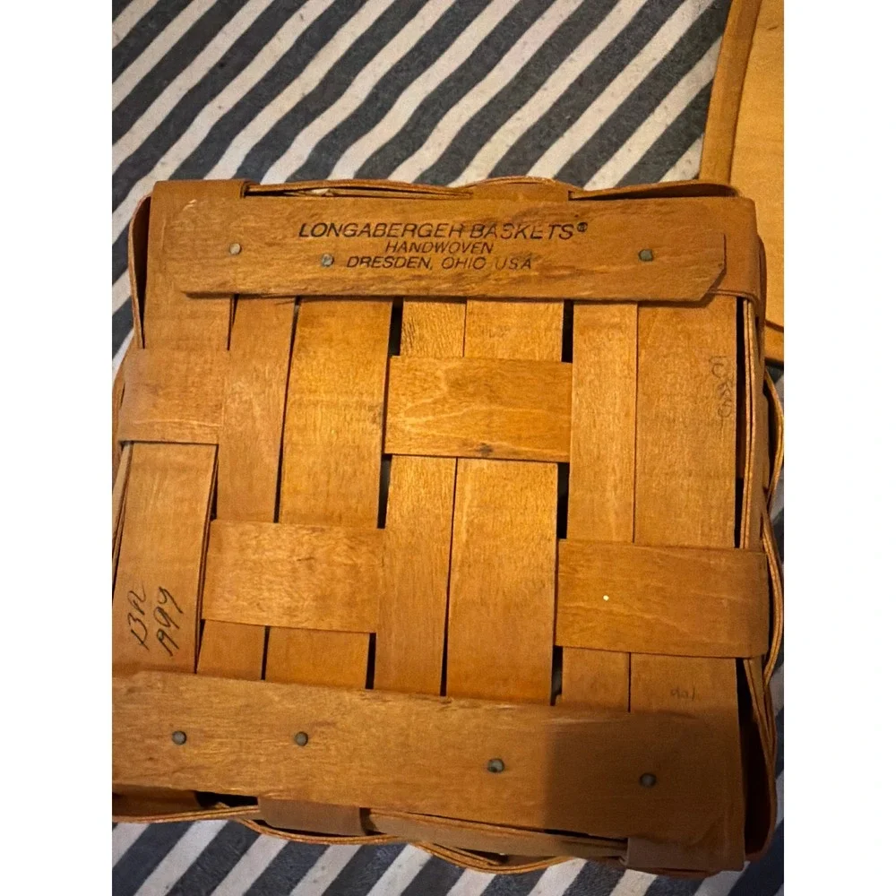 Longaberger Heartland Collection Basket 1999 Square Handwoven Wood Lid Handle
